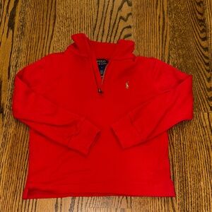 Polo by Ralph Lauren Kids Vibrant Red quarter Zip-Up Sweater - Valentine’s Day